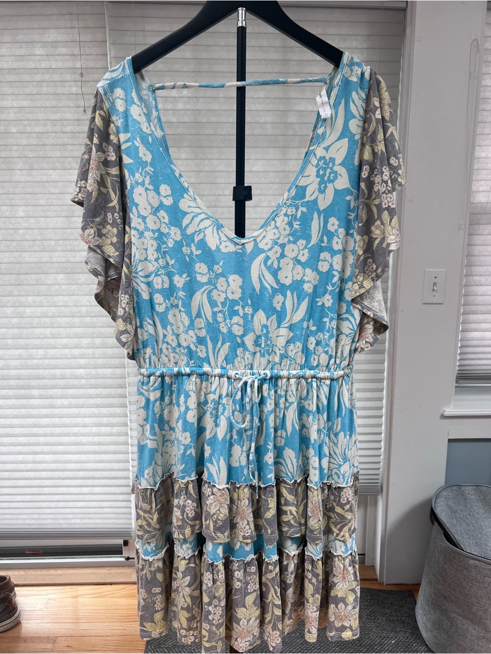 Daily Practice Blue Floral Boho Dress Cover Up Size L